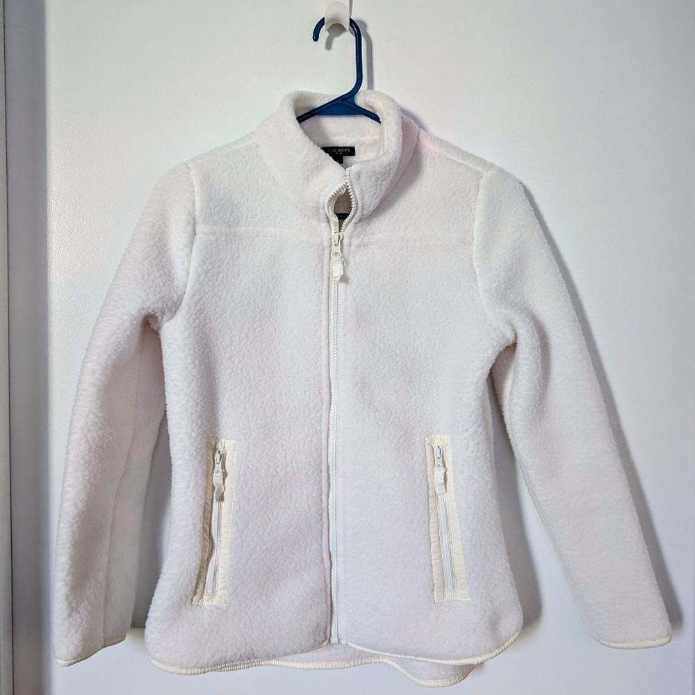 Talbots Petite White Sherpa Zip Front With Pockets